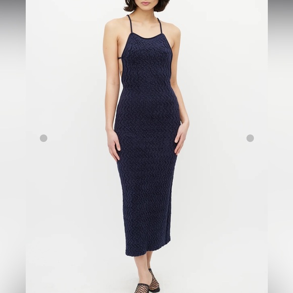 Jacquemus Navy Textured Backless Dress - Picture 1 of 6
